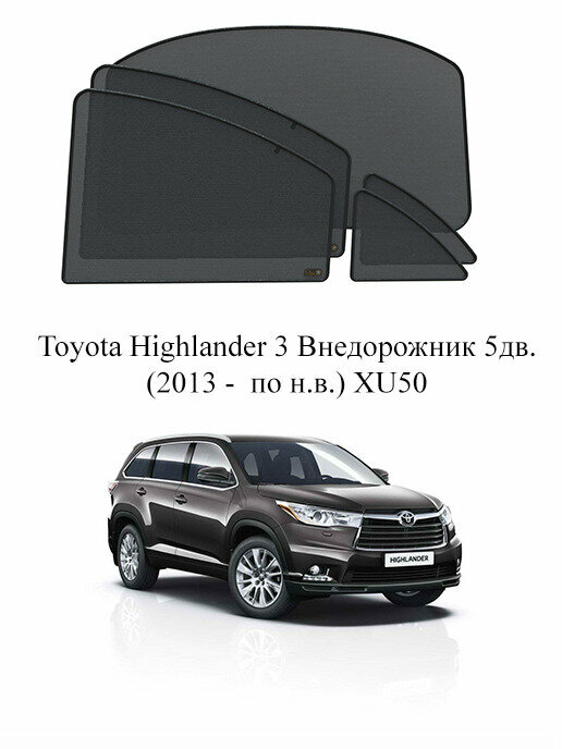 Каркасные автошторки на заднюю полусферу для Toyota Highlander 3 Внедорожник 5дв. (2013 - по н. в.) XU50