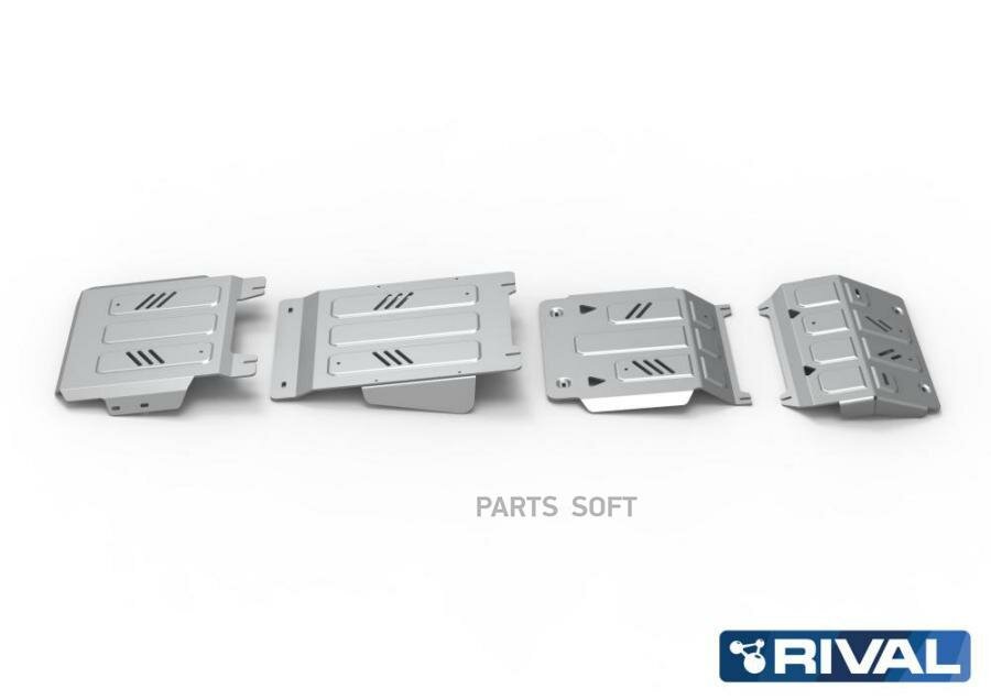 RIVAL K33340463 Компект защит радиатор + картер + КПП + РК + компект крепежа, RIVAL, Аюминий, Mitsubishi L200 2015-, V - 2.4d, 2.4d H. P./Mitsubishi Pajero Sport 20