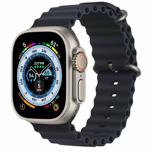 умные часы apple watch se 2023 44mm aluminum case with sport band m l цвет midnight Apple Watch Ultra Titanium Case with Midnight Ocean Band