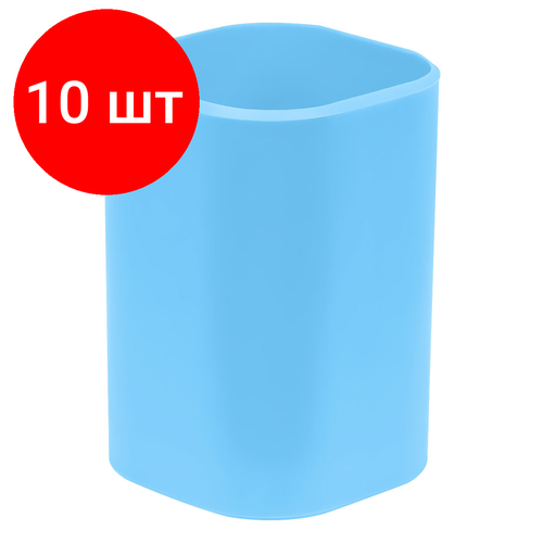 подставка ступенькадетская цвет голубой Комплект 10 шт, Подставка-стакан СТАММ Фаворит, пластиковая, квадратная, голубая