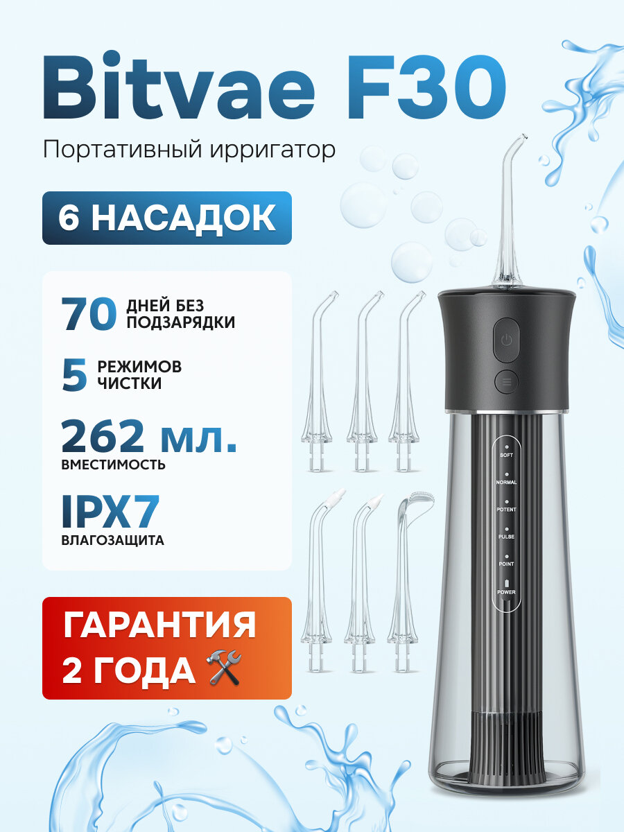 Портативный ирригатор Bitvae F30 Water Flosser (F30) , GLOBAL, Black