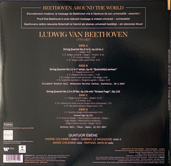 Beethoven BeethovenQuatuor Ebene - : String Quartets (180 Gr, 2 LP) Warner Bros. - фото №2