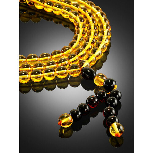 фото Браслет-нить, янтарь, 10 шт., размер 78 см, размер one size, диаметр 7 см, бордовый, желтый amberhandmade