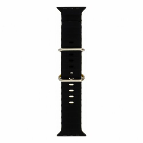 ремешок apple nike для watch 42 мм обсидиан черный Ремешок для Apple Watch W26 42/44/45/49 мм (силиконовый) черный с желтым