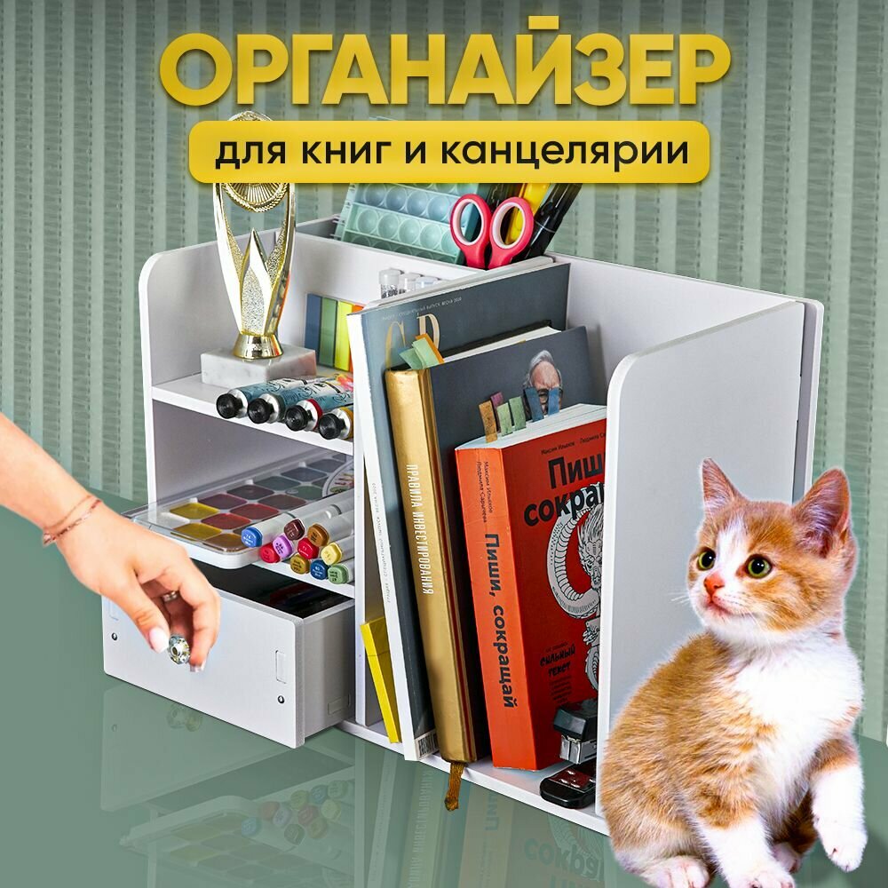 Органайзер для книг и канцелярии OQQI настольный 20х40х28