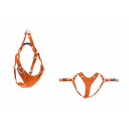 Шлейка замша быстросъёмная Ева S обхват шеи 20-28см обхват груди 30-40см рыжая 870₽