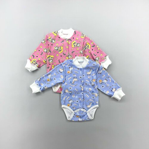 Боди, комплект из 2 шт., размер 36 (18) 56, розовый, голубой