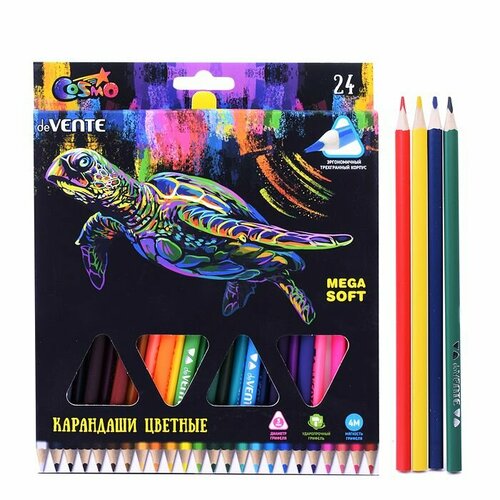 Цветные карандаши deVENTE Trio Mega Soft, 24 цвета, 4М, диаметр грифеля 3 мм, трехгранные (5024915)