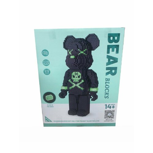 Конструктор Медведь черный с подсветкой, Р2204 конструктор строительные блоки bear розовый медведь 3168 деталей