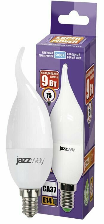 фото Лампа светодиодная (LED) Свеча на ветру Е14 9Вт 820лм 5000К 230В матов. Jazzway