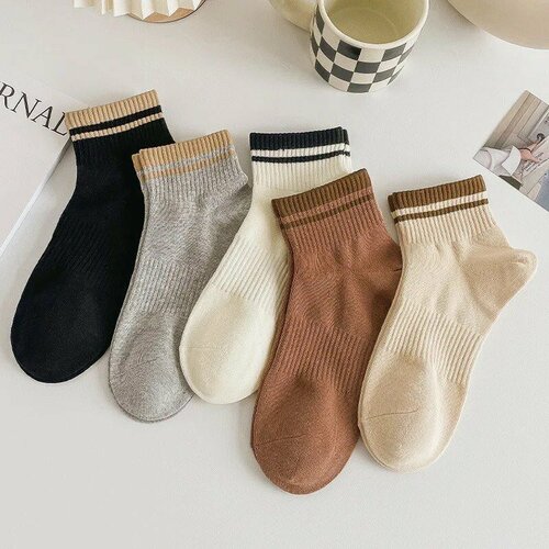 фото Носки , 5 пар, размер 36/38, белый, коричневый, бежевый, серый, черный zhejiang