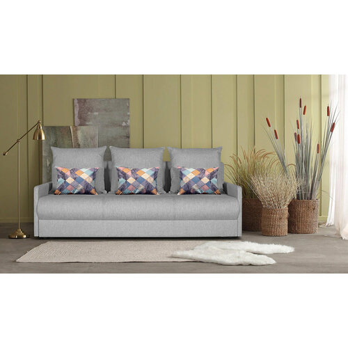 Диван прямой Ah! Divan (АхДиван) Авила, 212х105х84, механизм еврокнижка с НБП, серый рогожка