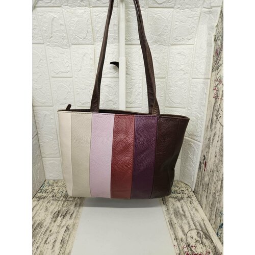 фото Сумка тоут , фактура зернистая, коричневый elena leather bag