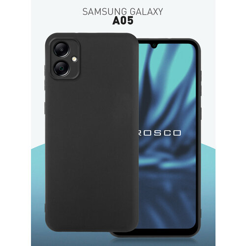 Чехол ROSCO для Samsung Galaxy A05 (Самсунг Галакси А05), силиконовый чехол, тонкий, матовое покрытие, защита модуля камер, черный чехол rosco для vivo v29e виво в29е силиконовый чехол тонкий матовое покрытие защита модуля камер черный