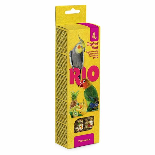 Корм для попугаев RIO средних Палочки с тропическими фруктами 2шт*75г лакомство для птиц rio палочки для средних попугаев с тропическими фруктами 2х75г