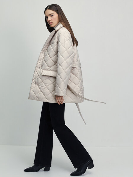 Zarina Стеганая куртка с поясом цвет Капучино размер XL (RU 50) 4123741141-66