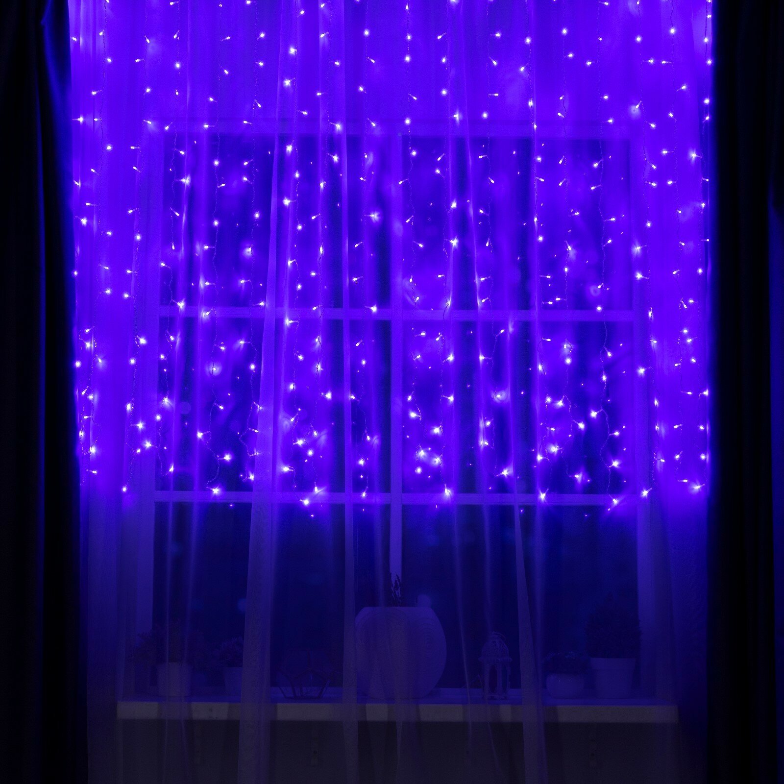 Гирлянда "Фиолетовый занавес" 2 х 1,5 метра, 360 светодиодов, 8 режимов мигания