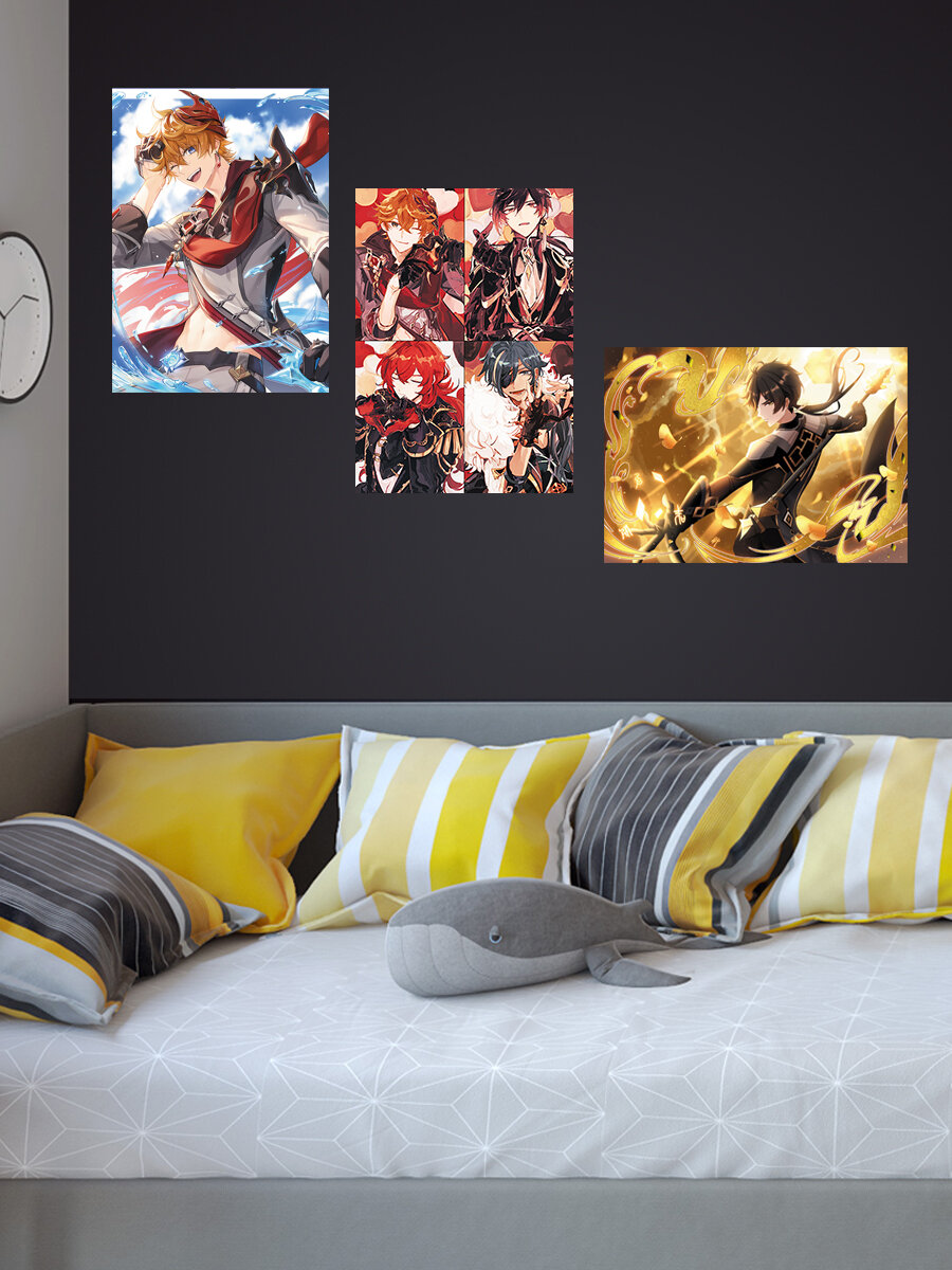 Плакат аниме Homepick 3шт А3  Genshin Impact  Tartaglia 36460  420х297 мм Постер 