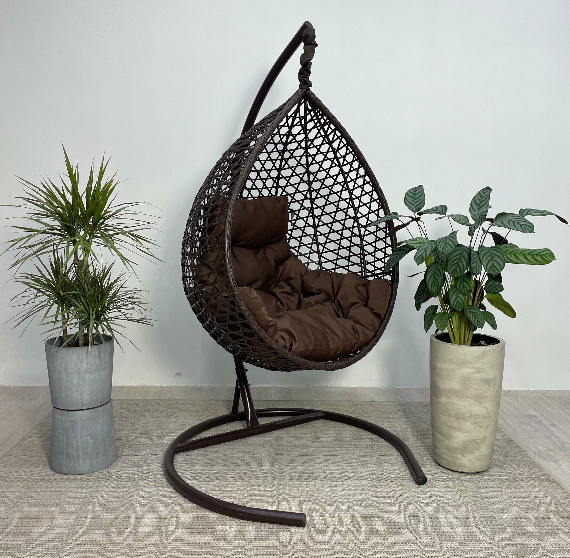 Подвесное кресло-кокон MONTBLANC COMFORT коричневый + каркас (шоколад подушка)