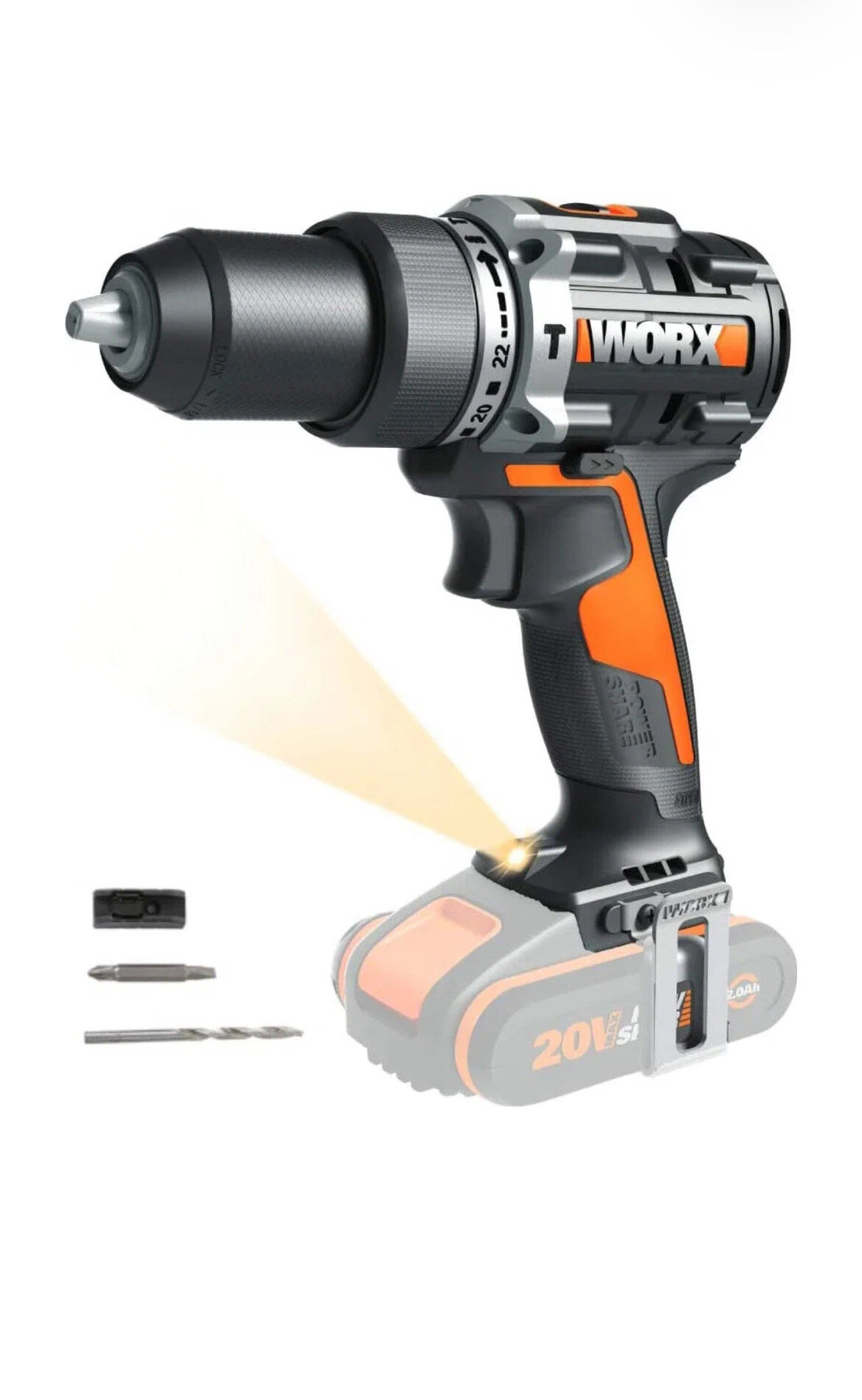 Дрель-шуруповерт ударная аккумуляторная WORX WX352, 60 Нм, 20В, без АКБ и ЗУ - фото №11