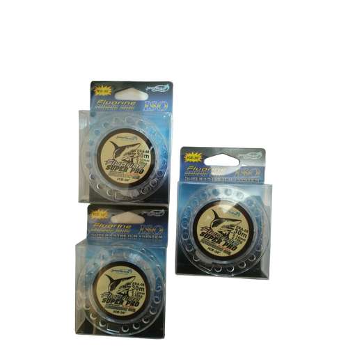 фото Леска рыболовная флюорокарбоновая fluorine super pro 3 шт. набор 0,10 мм (3.06кг) / 0,12 мм (3.8 кг)/ 0,14 мм (4.7 кг) зимняя erafishing