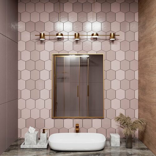 Зеркало настенное в алюминиевой раме ALUMIRROR, 80х70 см. Золото