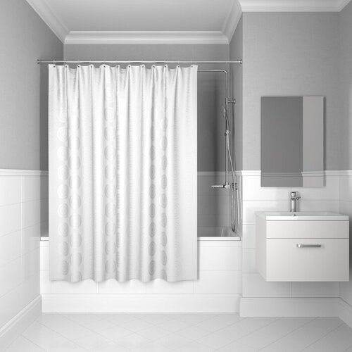 Штора для ванной IDDIS 200x240 см Полиэстер BD04P24i11 серый, серебристый, белый