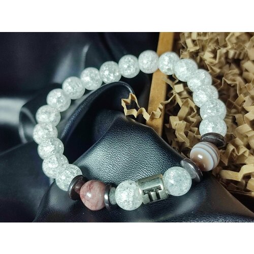 фото Браслет, агат, яшма, белый hrustalek