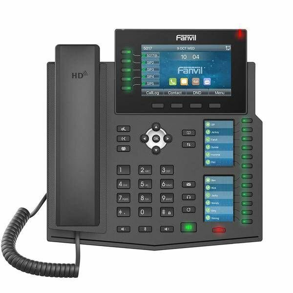 IP-телефон Fanvil X6U, 20 SIP аккаунта, цветной 4,3 дисплей 480x272, конференция на 3 абонента, поддержка POE, EHS.