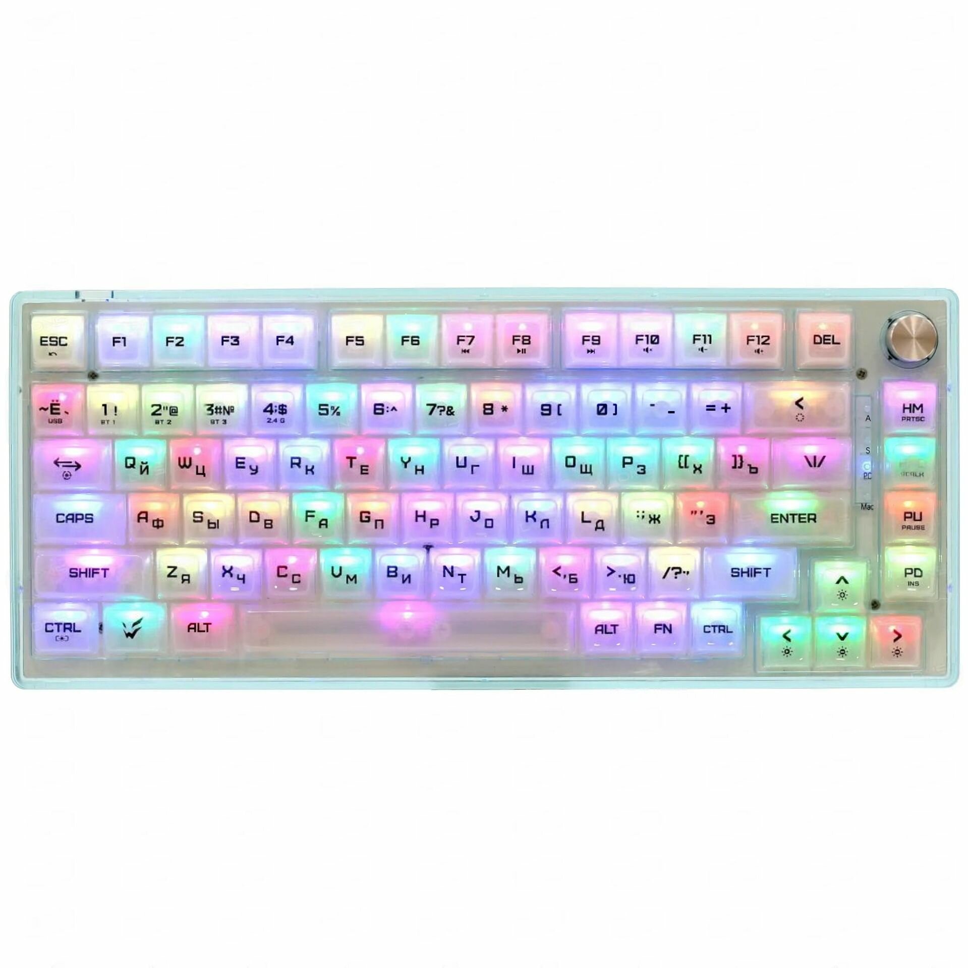 Игровая клавиатура для компьютера беспроводная / проводная механическая Kailh Jellyfish, 82 клавиши, Bluetooth, USB, радиоканал, белая, ARDOR GAMING Spirit, 1 шт.