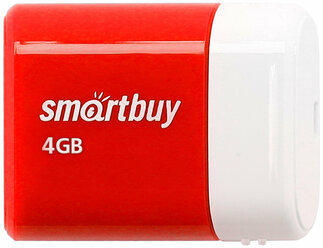 Флеш-накопитель USB 2.0 Smartbuy 4GB LARA (SB4GBLara-R), красный