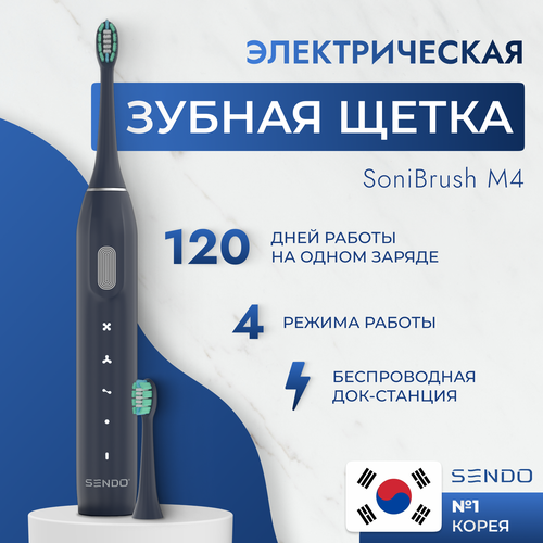 Ультразвуковая электрическая зубная щетка Sendo SoniBrush M4 - темно-синяя зубная щетка электрическая ультразвуковая 360 градусов 4 режима