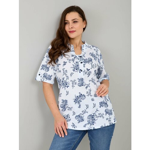 Блуза Алтекс, размер 48, белый блузка с коротким рукавом koton teenage 1yal68330iw цвет blue check размер 40