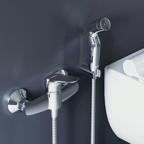 Изображение товара Гигиенический душ со смесителем Damixa Jupiter хром, держатель, керамический картридж Light Flow, покрытие High Gloss