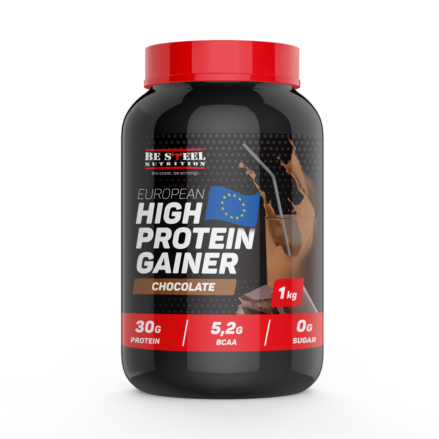 Гейнер высокопротеиновый, Be Steel Nutrition European High Protein Gainer 1кг (шоколад)