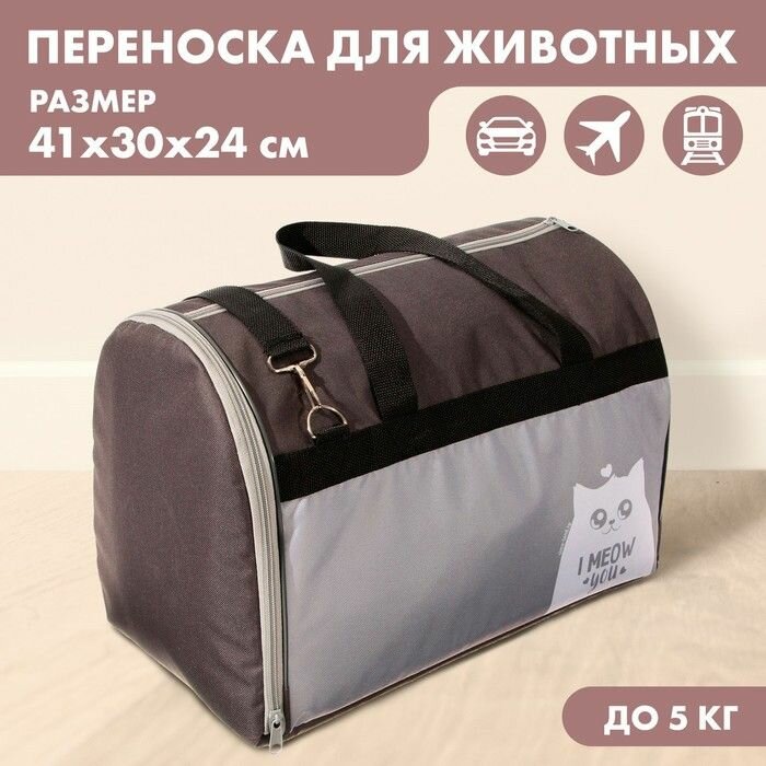 Рюкзак для переноски животных, 41х30х24 см, цвет коричневый с черным - фотография № 1