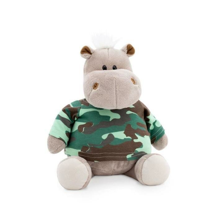 Мягкая игрушка "Бегемот: В армейской футболке", 20 см