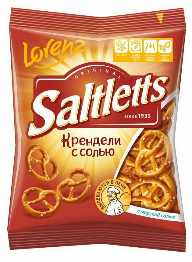 Мини-крендели Lorenz Saltletts с солью классические,60 г, 10 шт