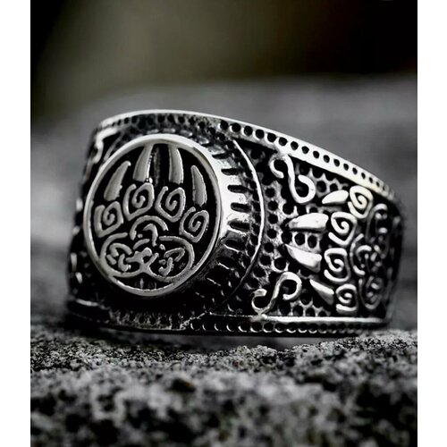 славянское кольцо перстень печать велеса велес Славянский оберег, печатка, размер 20, бесцветный, серый