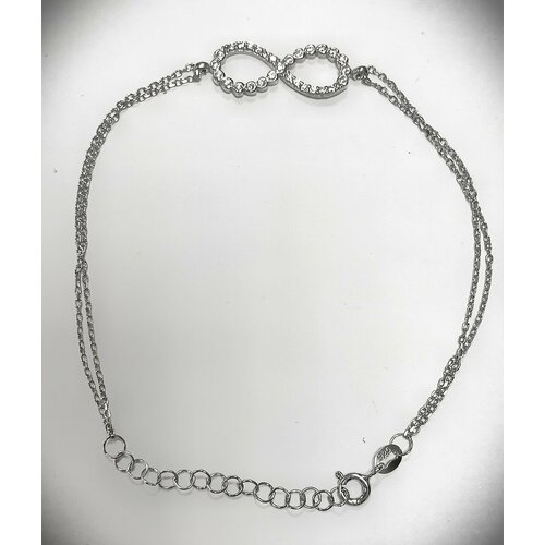 фото Браслет-цепочка эстерелла бесконечность, серебро, 925 проба, родирование, фианит, длина 18 см.