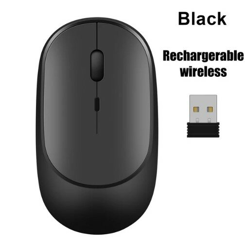 Портативная беспроводная мышь/ Bluetooth 5.2 + 2,4Ghz / Перезаряжаемая/ Эргономичный дизайн / Матовое покрытие/Черный