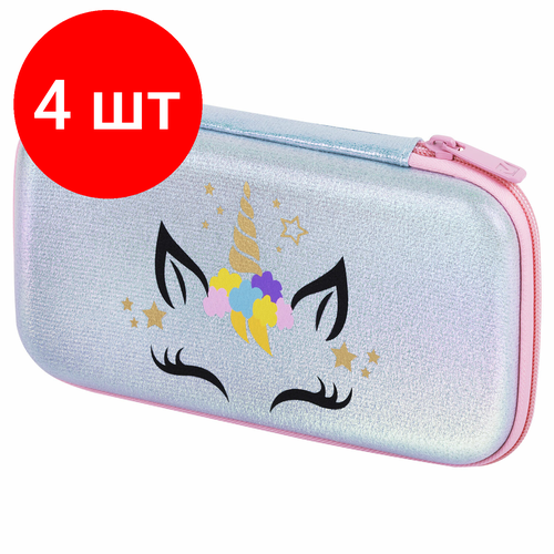 Комплект 4 шт, Пенал BRAUBERG SHINY, 1 отделение, 1 откидная планка, EVA, 22х13х4 см, Unicorn, 271555 пенал brauberg shiny 1 отделение 1 откидная планка eva 22х13х4 см unicorn 271555 271555