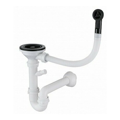 Сифон GranFest двойной 3 12 черный с круглым переливом и отводом 12PB2-P2A черн 1975₽