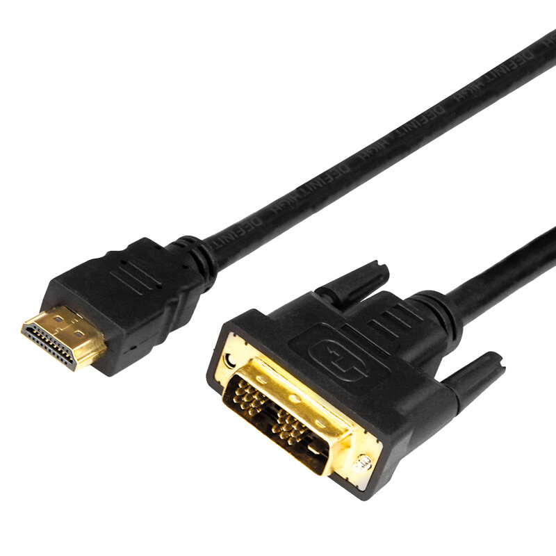 Шнур HDMI - DVI-D, 2м, Gold, с фильтрами REXANT 10 шт арт. 17-6304