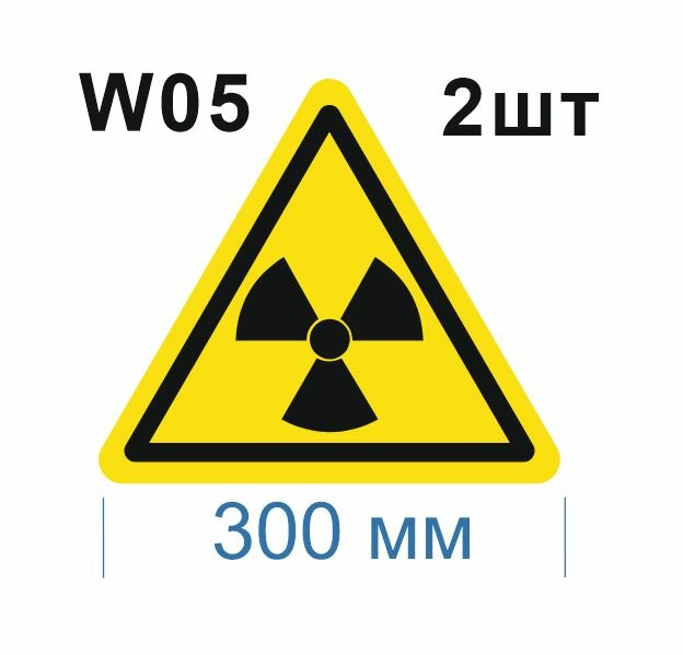 Предупреждающий знак W05 Опасно. Радиоактивные вещества или ионизирующее излучение ГОСТ 12.4.026-2015