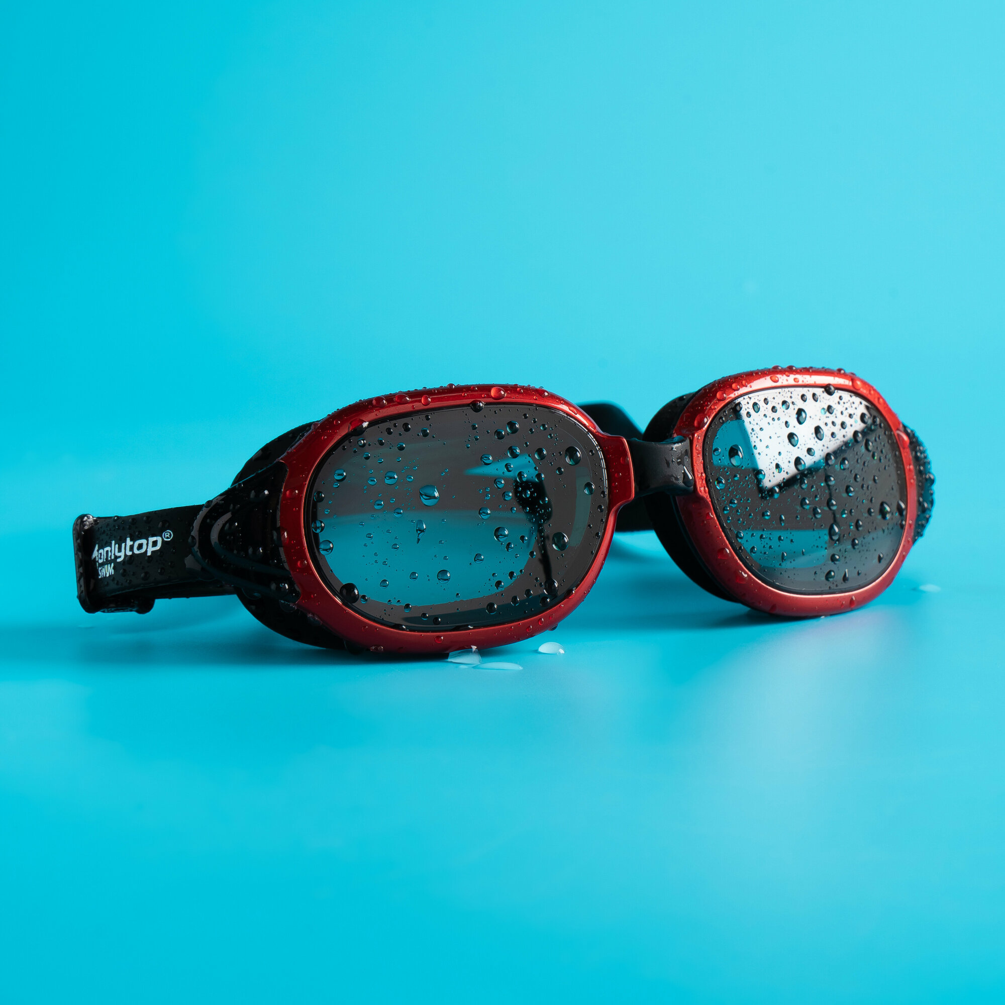 Очки ONLYTOP, для плавания для взрослых+ набор из 3 носовых перемычек, цвет черно-красный