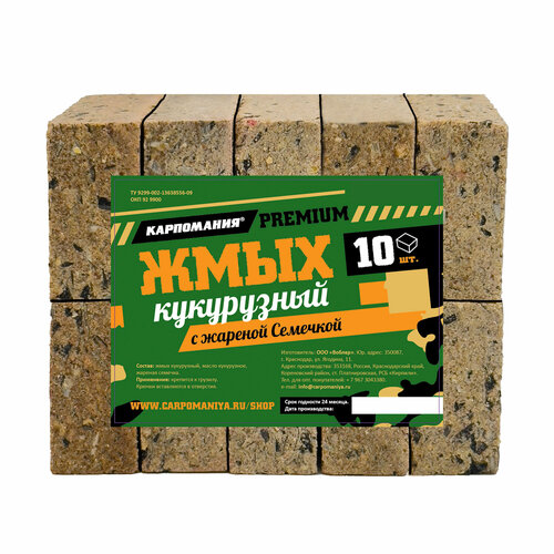 Жмых кукурузный PREMIUM с жареной семечкой 10 кубиков