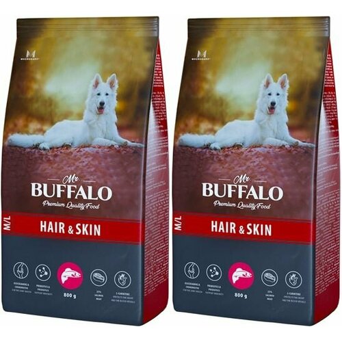 Mr.Buffalo Корм сухой Лосось, для собак средних и крупных пород, 800 г, 2 уп