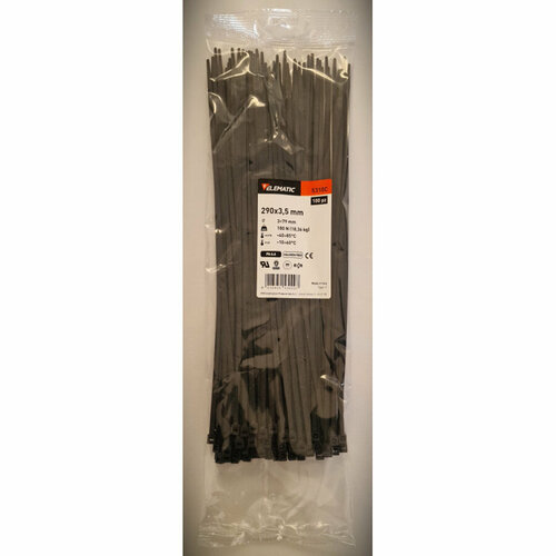 Хомут стяжка Elematic пластиковый черный 290 x 3,5 мм Арт. EL 10-05310