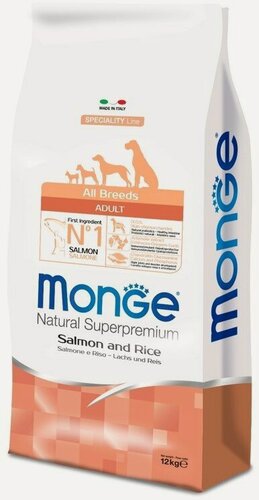 Изображение товара Monge Dog Speciality корм для собак всех пород (лосось с рисом) 12 кг